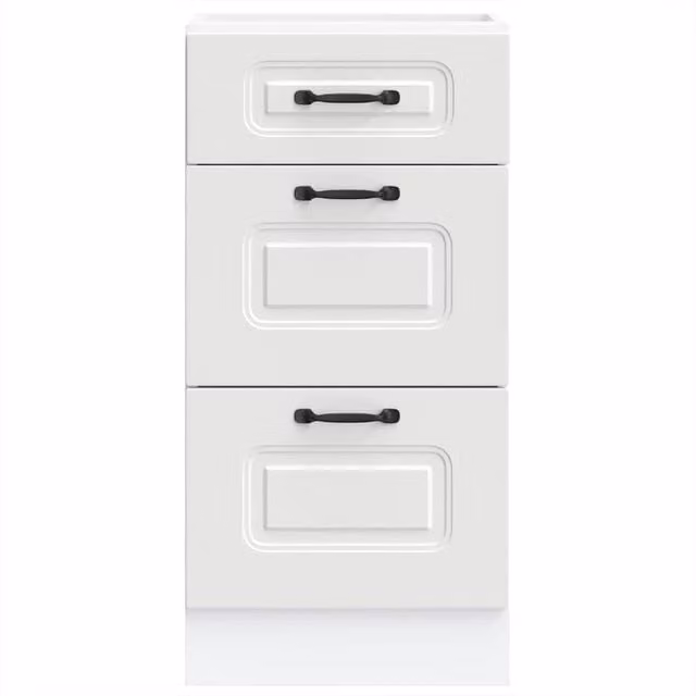 Berkfield Home Kalmar White Kitchen Base Cabinet with Doors and Drawers, W/D/H: 81.5 x 46 x 40 cm