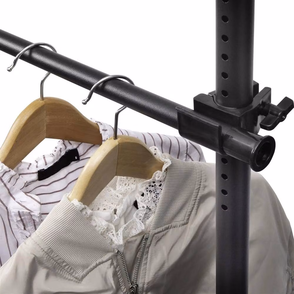 EONLION Adjustable Double Rail Clothes Rack in Matt Black Metal – 4