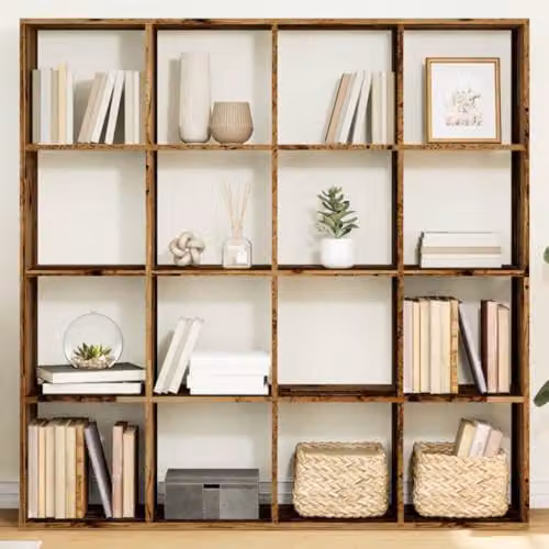 vidaXL Old Wood Bookcase and Room Partition Storage Cabinet in Brown – 2