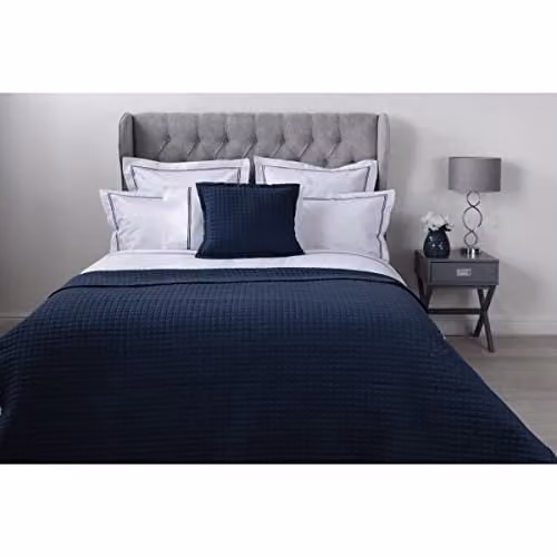 Belledorm Crompton Quilted Throw in Blue, W: 200 cm, D: 150 cm