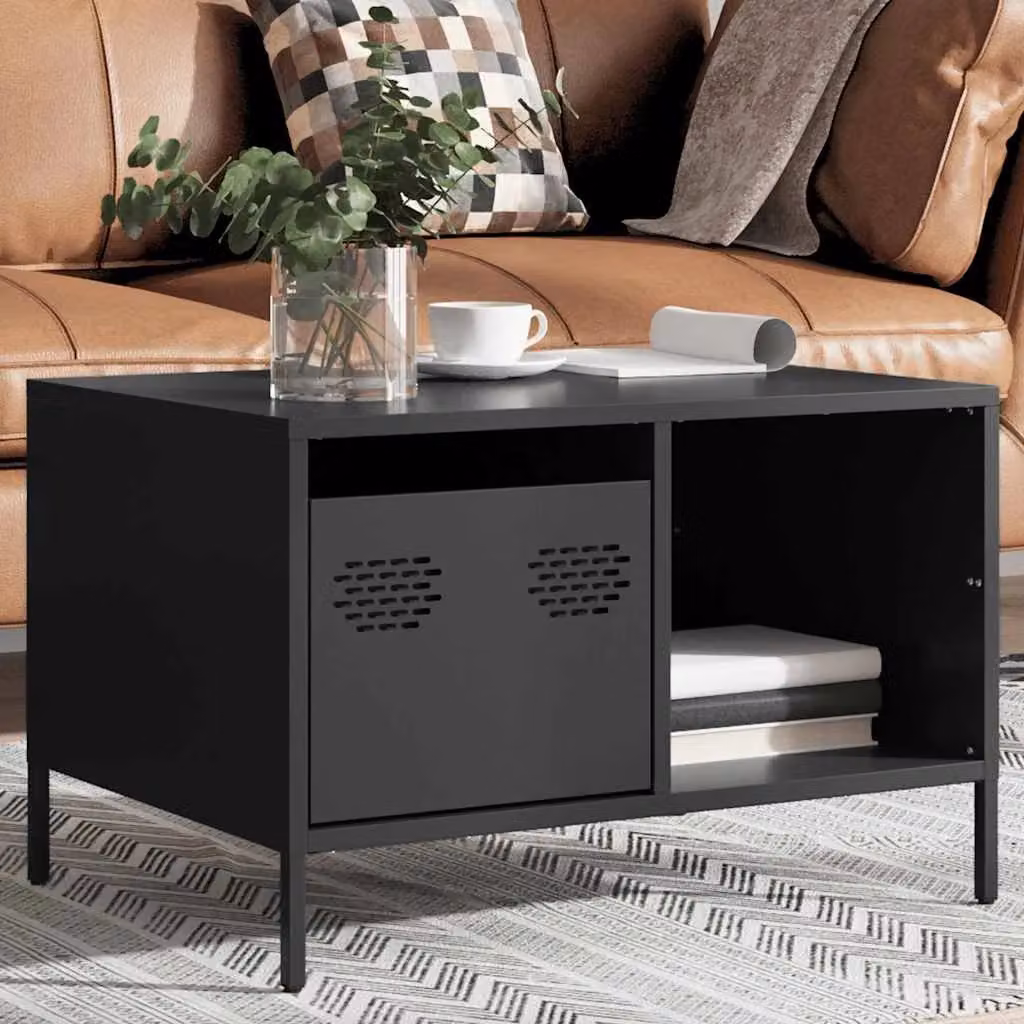 Berkfield Home Industrial Black Metal Coffee Table W: 68.5 cm, D: 50 cm, H: 43.5 cm – 4