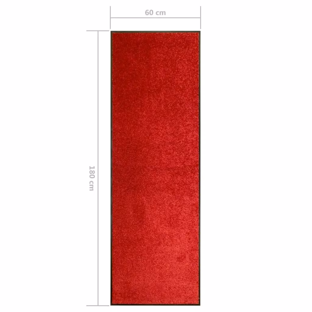 Berkfield Home Washable Non-Slip Red Doormat, W: 60 cm, L: 180 cm – 3
