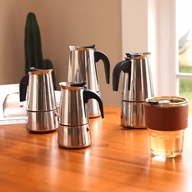 SPETLEK Silver Moka Pot Coffee Percolator, 450ml
