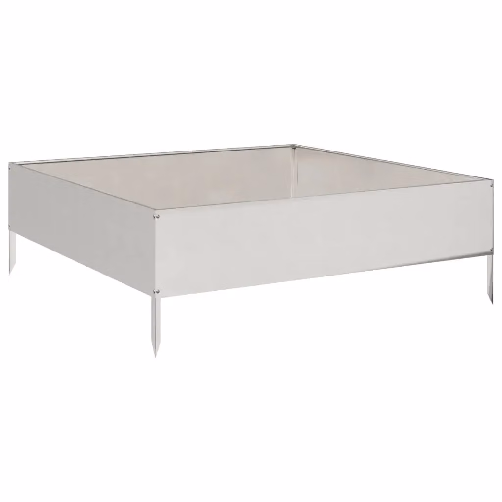 Berkfield Home Garden Stainless Steel Raised Bed in Silver, W/D/H: 100 x 100 x 33.5 cm – 2