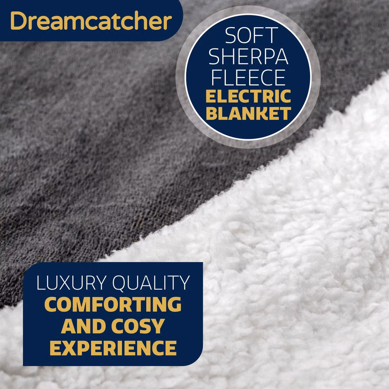 Dreamcatcher Deluxe Electric Heated Double Throw Blanket in Dark Grey with Soft Sherpa Micro Fleece and Variable Heat and Timer Settings – 6