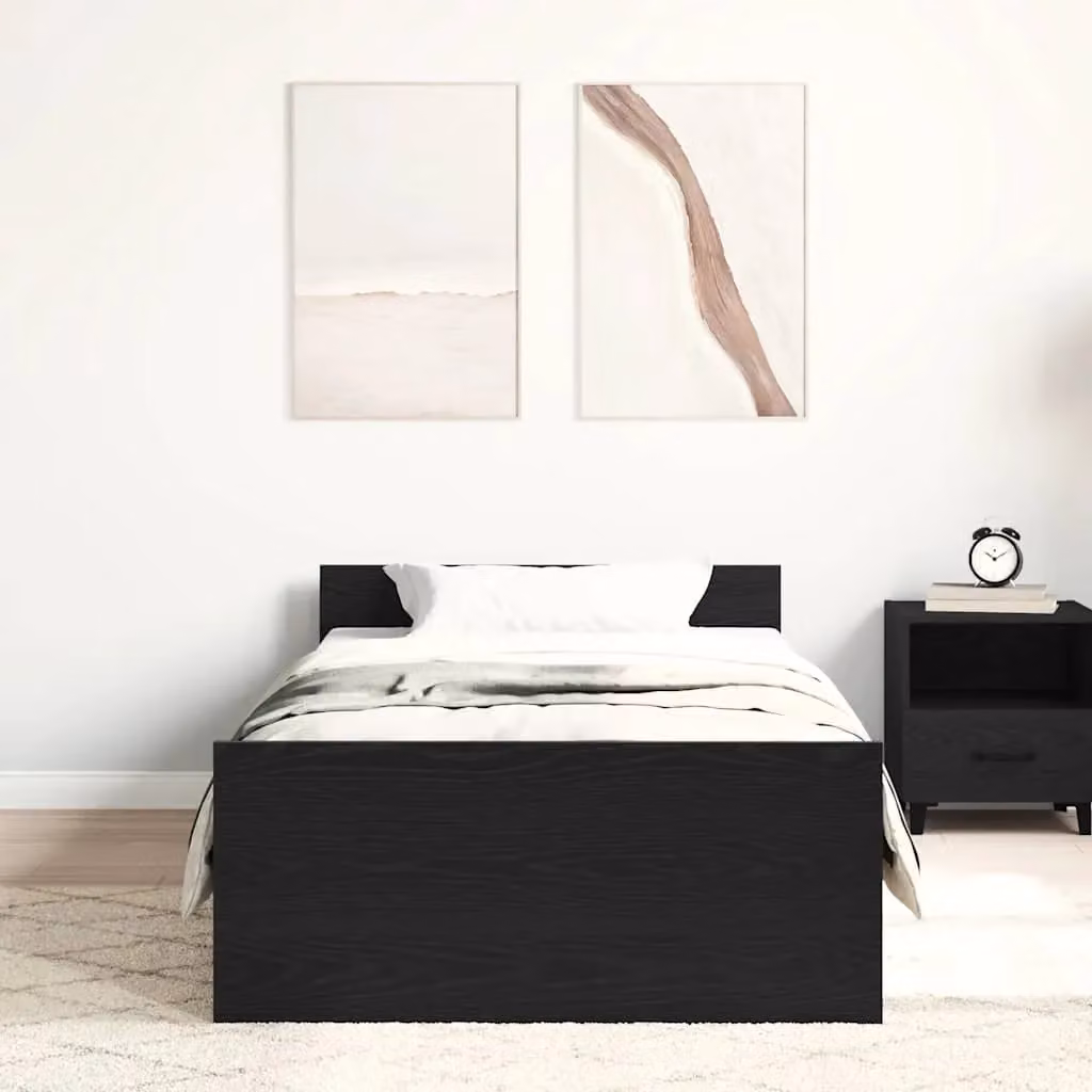 Berkfield Home Black Oak Bed Frame with Lift Up Base, W/D/H: 90 x 190 cm – 3