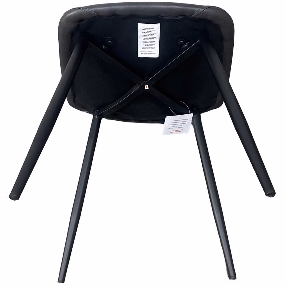 IH Design Corona Set of 4 Grey Synthetic Leather Dining Chairs with Black Metal Legs – 2