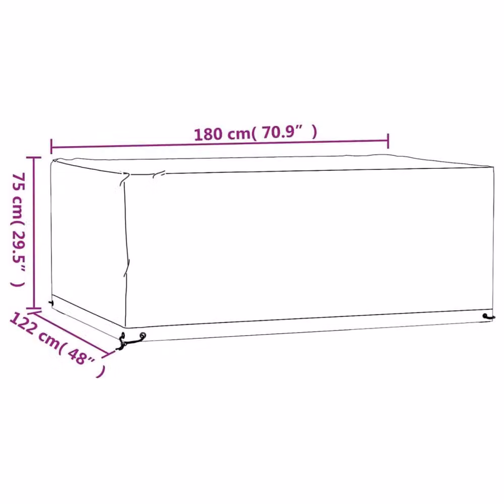 Berkfield Home Rectangular Garden Furniture Cover with 8 Eyelets, Black, W: 180 cm, D: 122 cm, H: 75 cm – 5