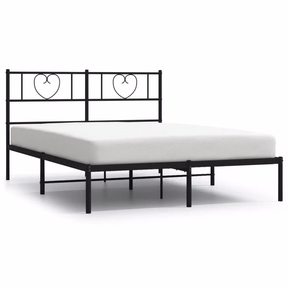 Berkfield Home Metal Bed Frame with Headboard in Black, W/D/H: 120 x 200 cm – 2