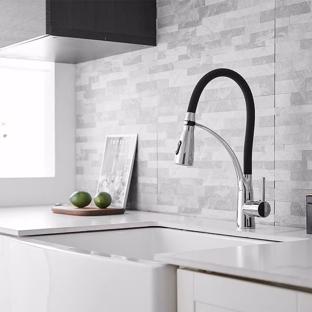 Heable Sleek Kitchen Mixer Tap with Pull Out Spout and Spray Function in Matt Black and Silver – 2
