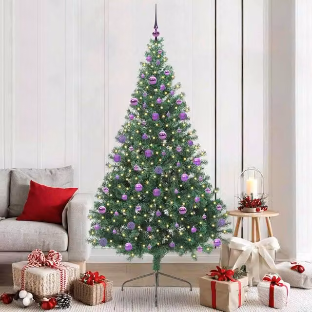 Berkfield Home Pre-lit Artificial Christmas Tree, Green, Height: 210 cm