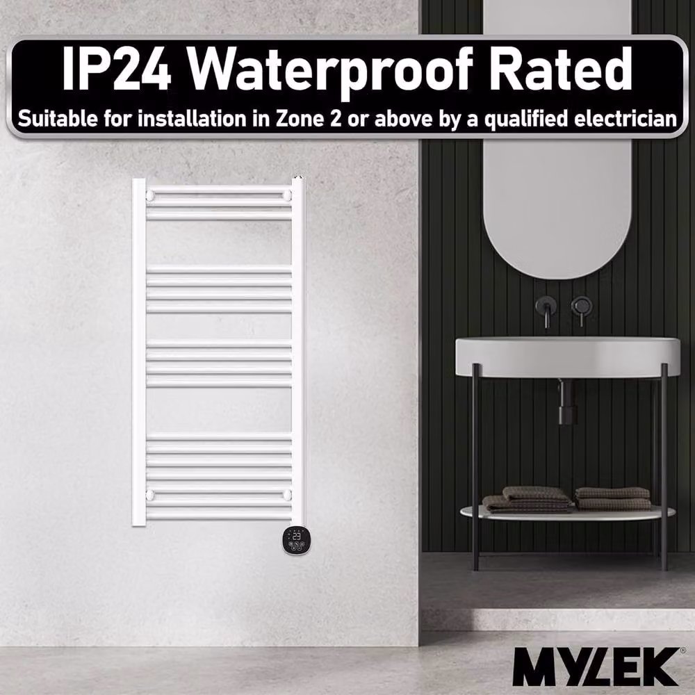 MYLEK Smart WiFi Towel Rail Radiator with App Control, White, 700W – 5