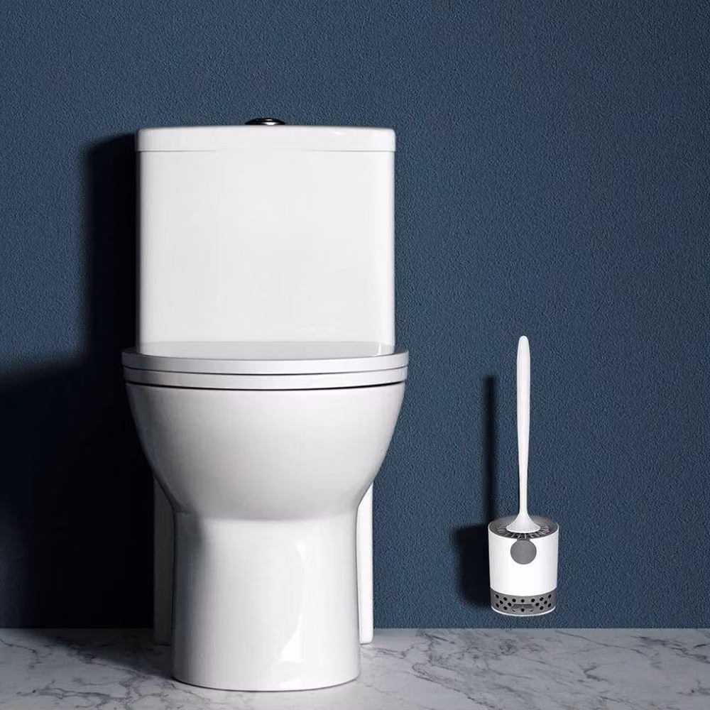 Kelvenix White Silicone Toilet Brush with Freestanding Holder – 3