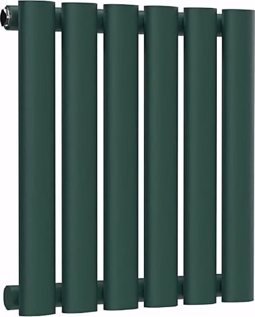Lux Heat Oval Horizontal Wall Mounted Steel Radiator, Green, W: 40 cm, H: 36 cm, D: 4 cm