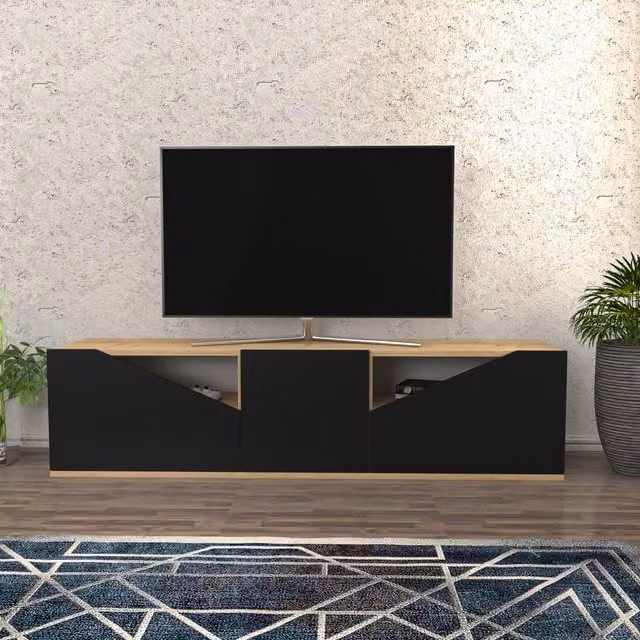 Carson Modern Geometric TV Unit in Anthracite Grey Matt, W: 160 cm