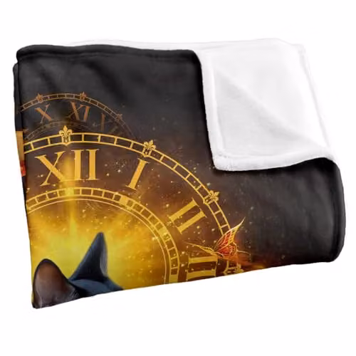 JQ Licensing Black Cat Time Clocks Super Soft Silky Touch Fleece Throw Blanket, Multicolour, W/D/H: 91 x 147 cm – 2