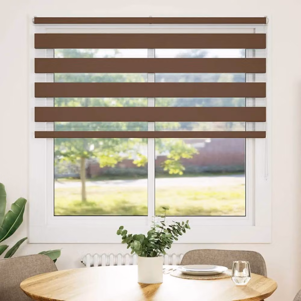 Berkfield Home Elegant Zebra Blind in Brown, W: 140 cm, H: 150 cm, Polyester Fabric – 3