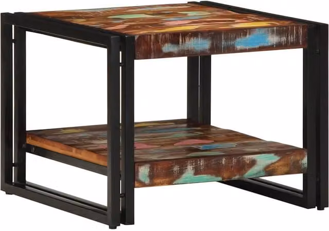 Berkfield Home Multicolour Reclaimed Solid Wood Coffee Table, W/D/H: 50 x 50 x 38 cm – 1