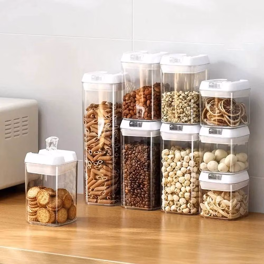 PAWNORA White 7-Piece Airtight and Leakproof Plastic Dry Food Storage Container Set – 4