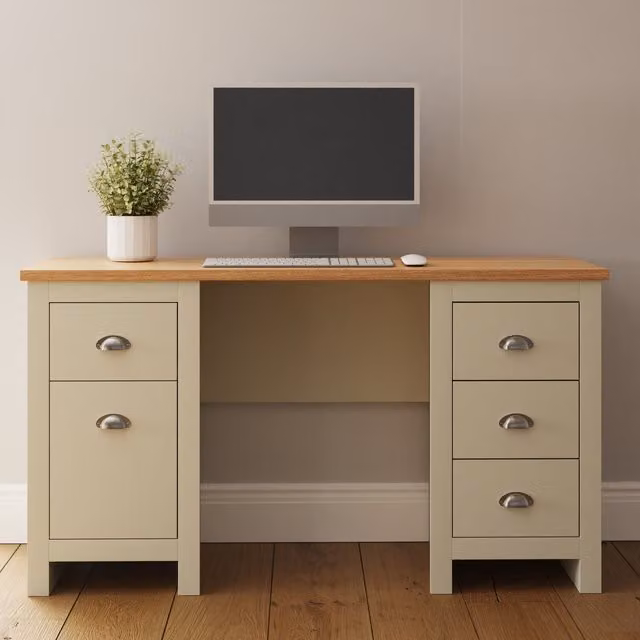 GFW Lancaster Study Desk in Cream and Oak