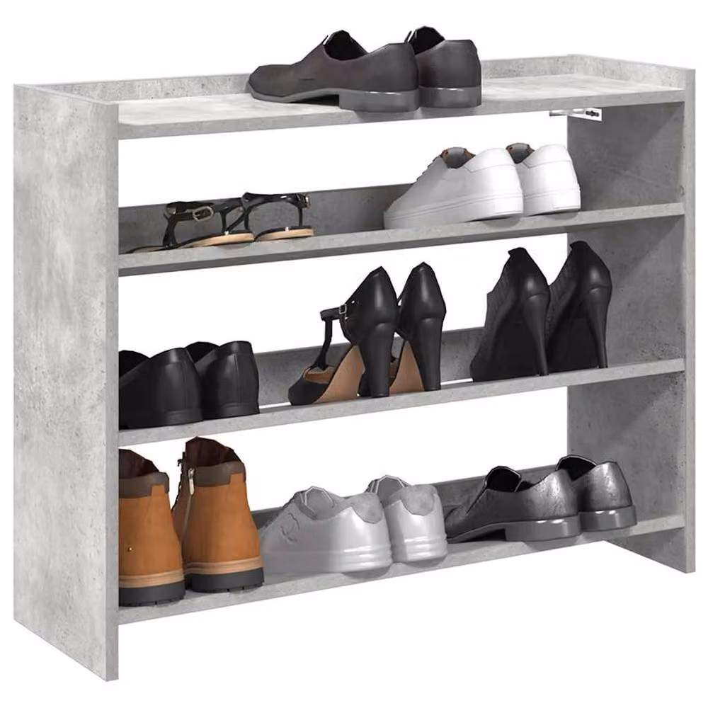 Berkfield Home Concrete Oak Shoe Rack in Grey, W/D/H: 80 x 25 x 62 cm – 2