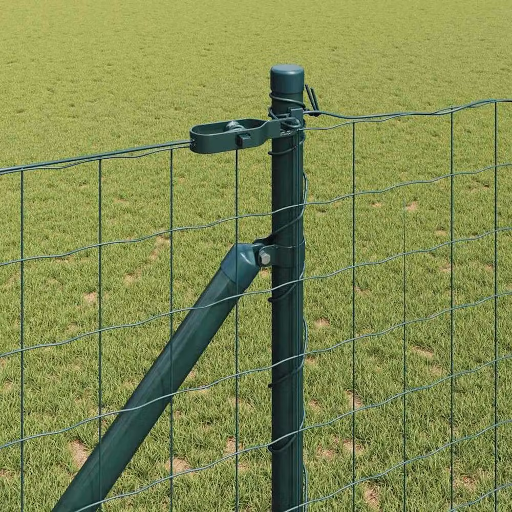 Berkfield Home Euro Fence Green Galvanised Steel with 13 Spike Posts, 1 x 25 m – 3