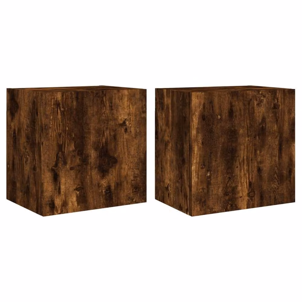 Berkfield Home Set of 2 Smoked Oak TV Wall Cabinets in Brown, W/D/H: 40.5 x 30 x 40 cm – 2