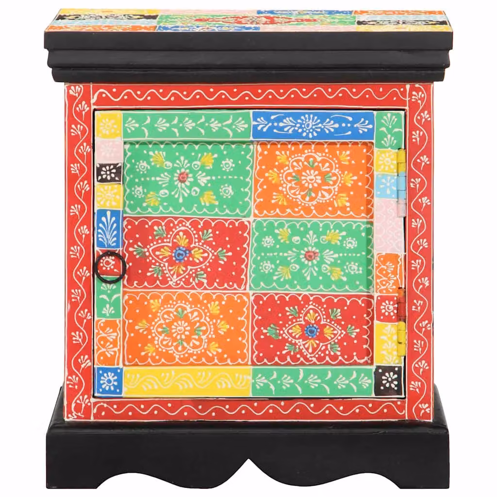 Berkfield Home Set of 2 Multicolour Floral Mango Wood Bedside Cabinets, W/D/H: 40 x 35 x 45 cm – 2