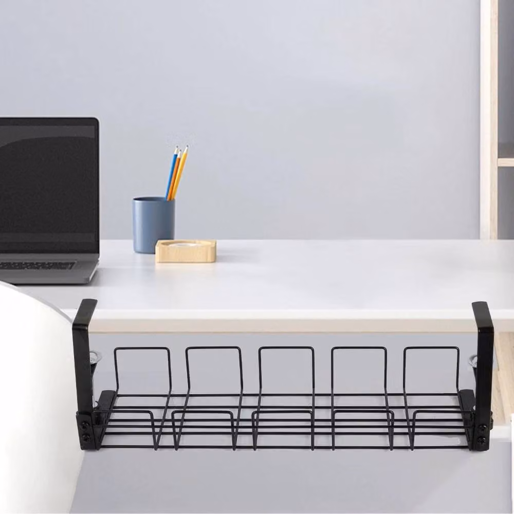 Havendro No Drill Cable Tray Black Under Desk Wire and Cord Storage Rack Organiser – 3