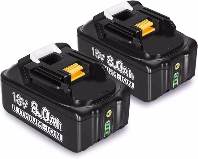 NESTLUNE 2-Piece 18V 8000mAh Li-ion Battery Pack with LED Power Indicator, Black