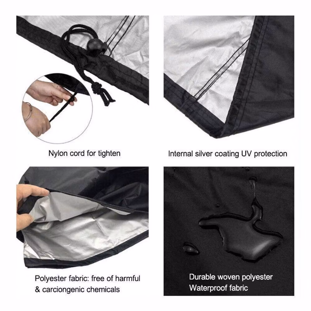 KORVIXA Heavy Duty Black Polyester Gas Grill BBQ Cover W/D/H: 140 x 61 x 117 cm – 4