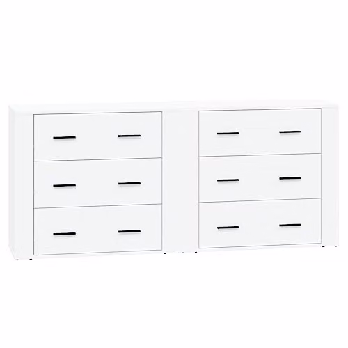 vidaXL Set of 2 Classic White Matt Sideboards in Engineered Wood – 1