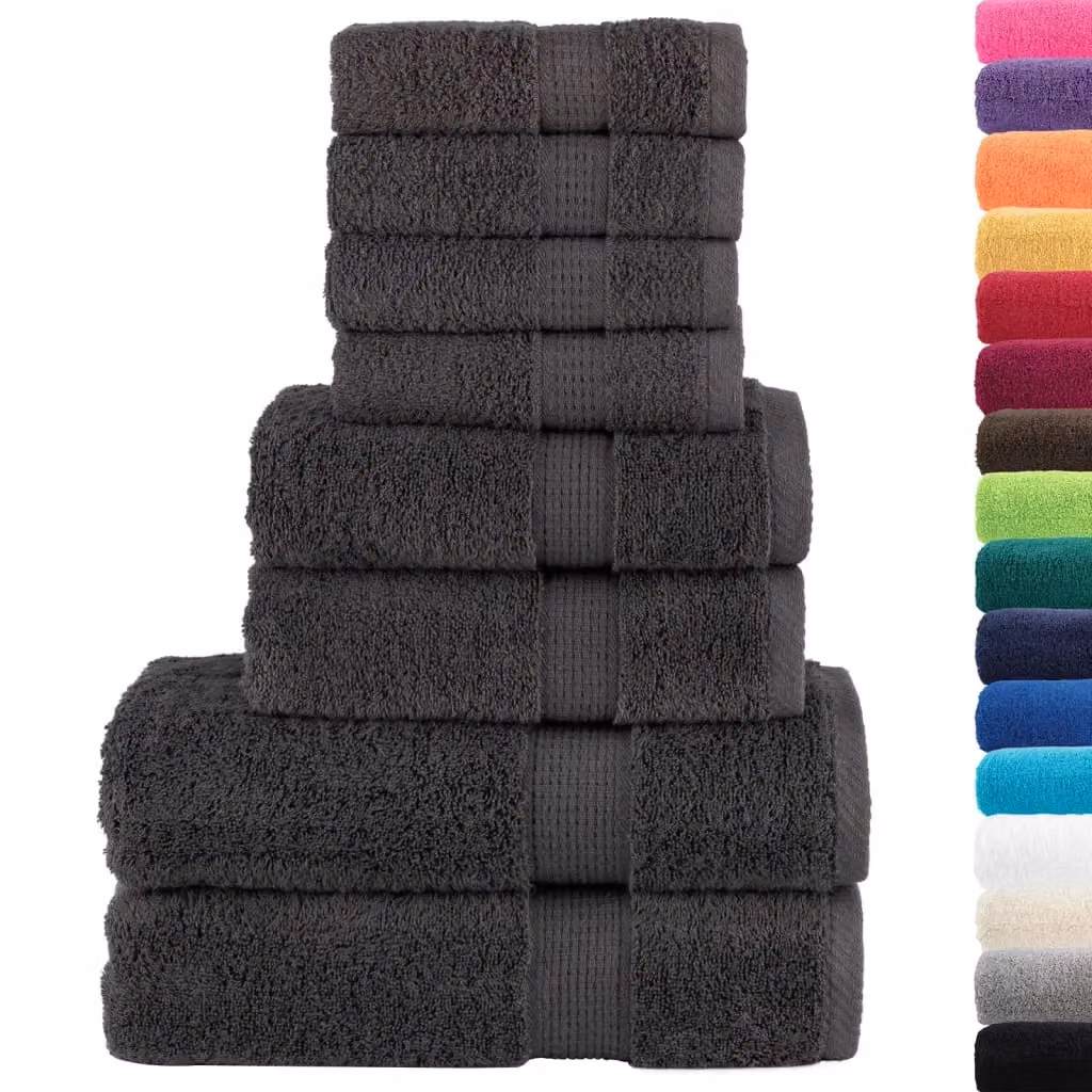 Berkfield Home SOLUND 8 Piece Premium Cotton Terry Towel Set in Anthracite Black, 600 gsm – 2