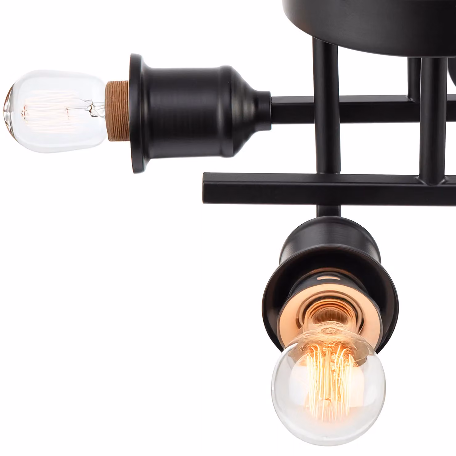 Happy Homewares Industrial Vintage Black Metal Ceiling Light Fitting with E27 Holders – 4