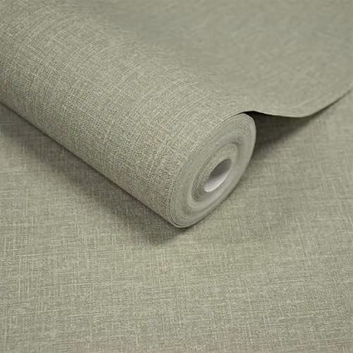 Grandeco Boutique Pure & Protect Cirrus Woven Linen Textured Antibacterial Wallpaper, Sage Green
