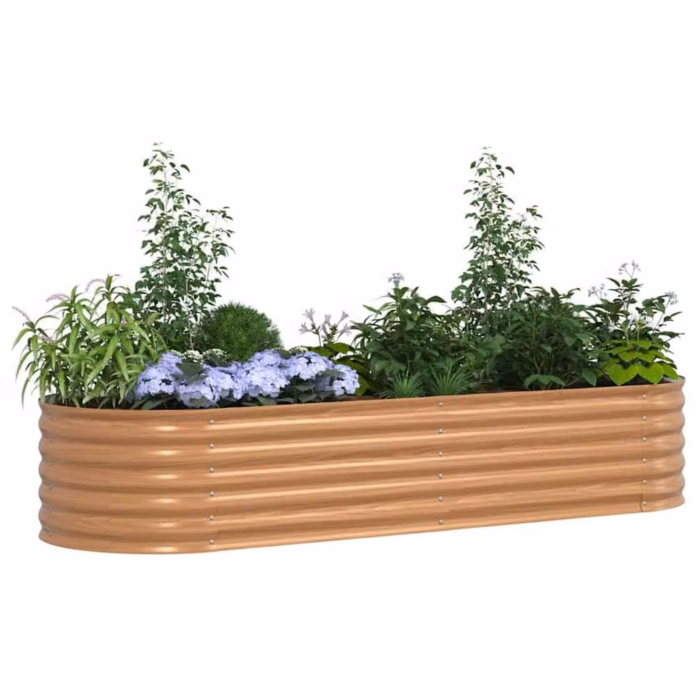 Berkfield Home Raised Garden Bed in Brown Wood Look Steel, W/D/H: 240 x 80 x 44 cm – 2