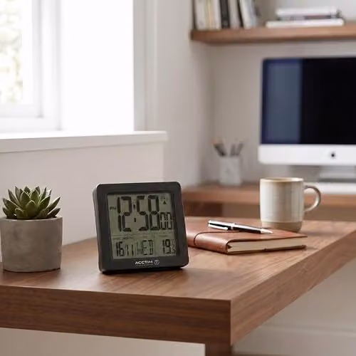 Acctim Varsity Digital Radio Controlled Alarm Clock with Crescendo Alarm, Date and Temperature Display in Black – 2