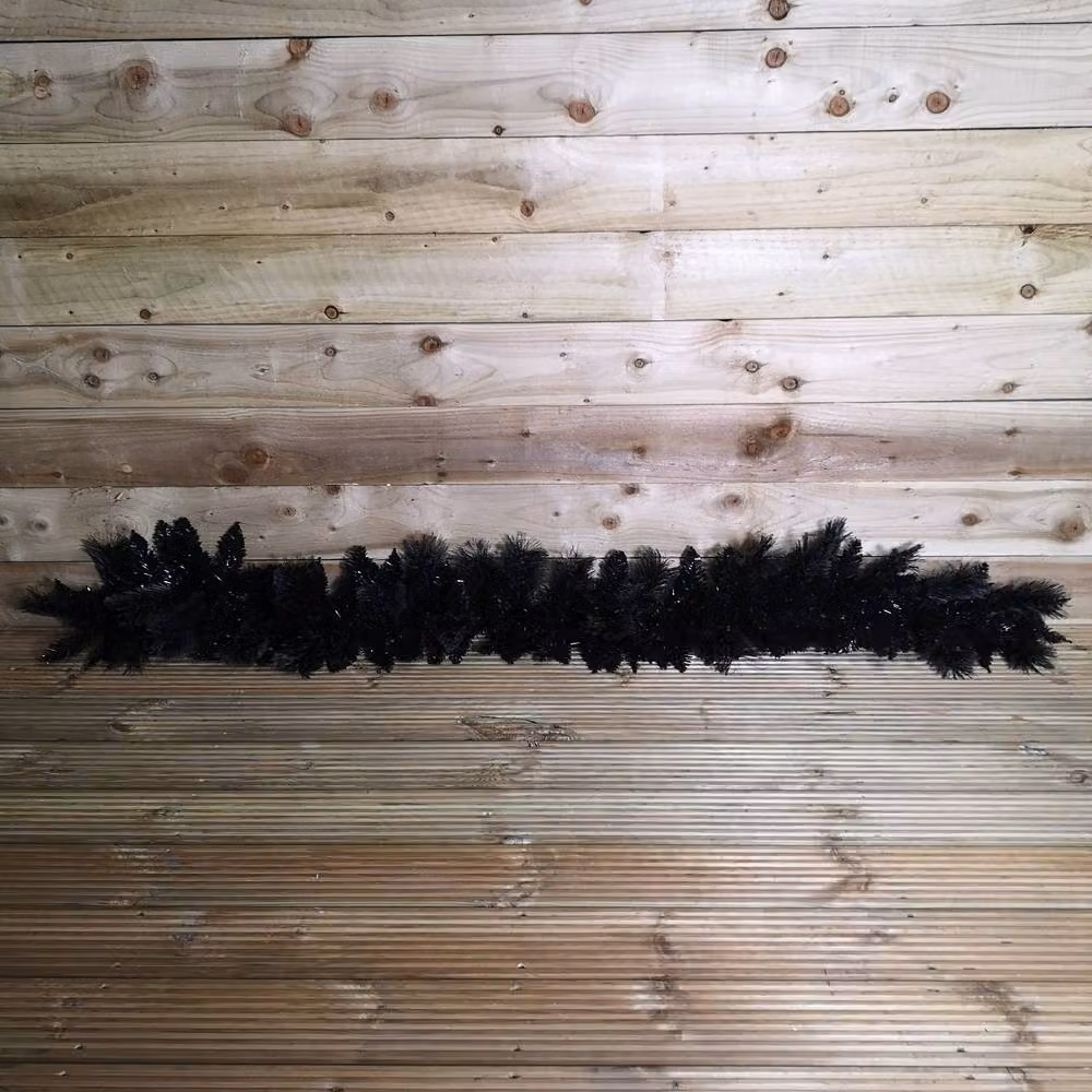 Samuel Alexander Premier PVC Plain Black Tipped Artificial Christmas and Halloween Garland, Length: 1.8 m – 2