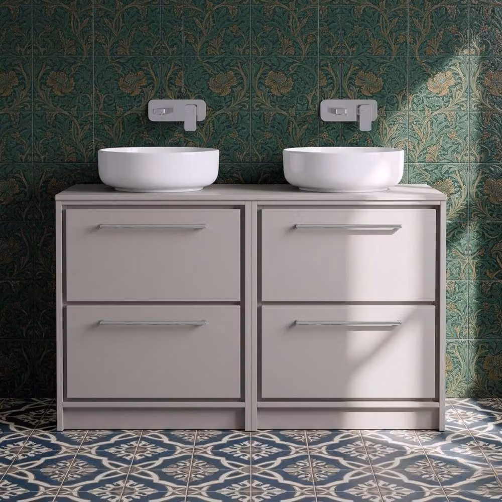 Balterley 4-Drawer Floor Standing Bathroom Vanity with Worktop, Pebble Grey, Width: 120 cm – 2