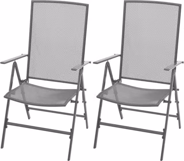 Berkfield Home Stackable Garden Chairs, 2 Piece Set in Black and Steel Grey with Removable Weather-Resistant Cushions