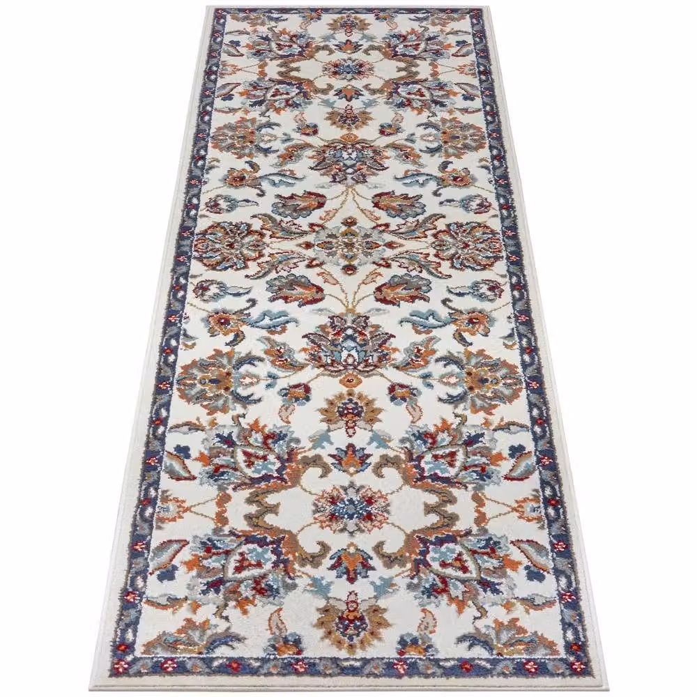 THE RUGS Caracci Orient Rug with Vintage Floral Design in Beige and Multicolour, W: 200 cm, D: 280 cm – 5