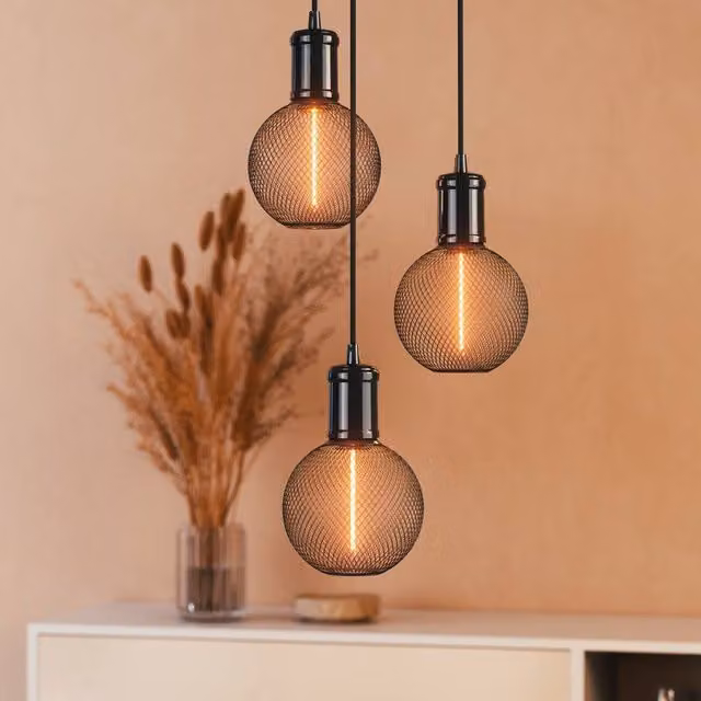 Osram Decor LED Straw Filament Globe Lamp Bulb, Black and Gold, 12W Warm White, Dimmable, E27 – 3