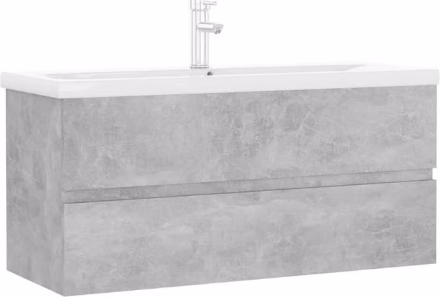 Berkfield Home Modern Bathroom Sink Cabinet with Ceramic Basin in Matt Concrete Grey