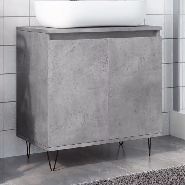Berkfield Home Industrial Bathroom Cabinet in Concrete Grey, W/D/H: 58 x 33 x 60 cm