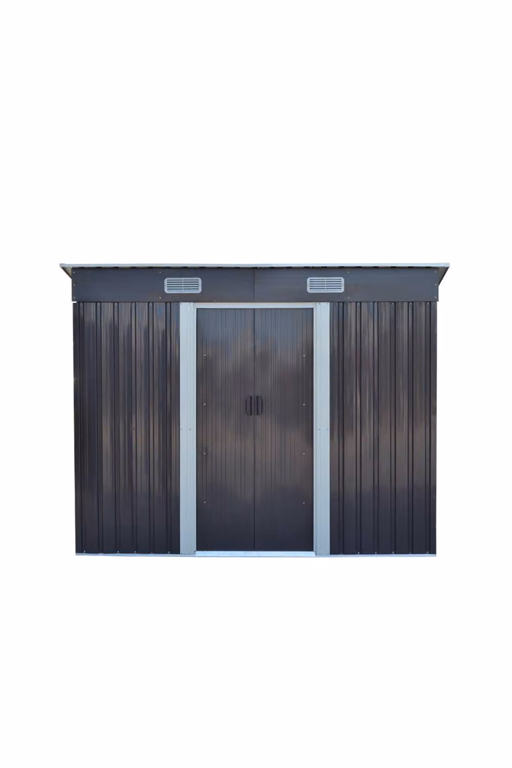 H&O Direct Black Metal Pent Outdoor Patio Storage Tool Shed with Double Doors, W/D/H: 120.0 x 182.0 x 226.0 cm – 2