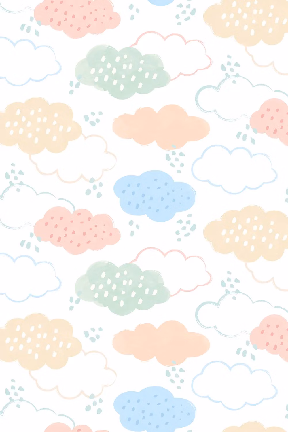 Hoopla Walls Fluffy Clouds Matt Wallpaper, Pink and Multicolour, 10m – 2