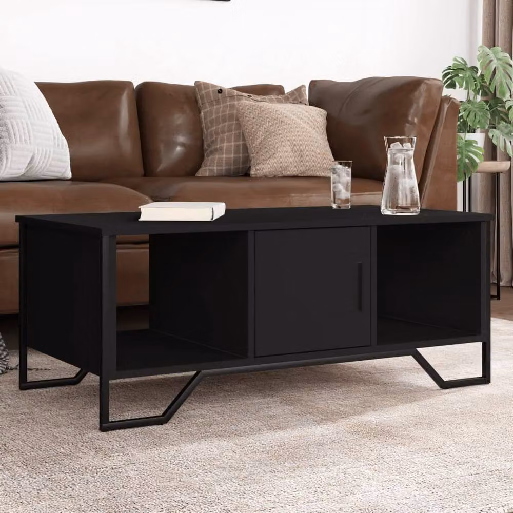 Berkfield Home Modern Black Rectangular Coffee Table in Engineered Wood, W: 100 cm, D: 51 cm, H: 40 cm – 2