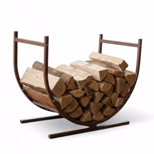 Nicoman U-Shaped Metal Firewood Log Rack in Bronze for Indoor and Outdoor Use W/D/H: 38 x 48 x 38 cm