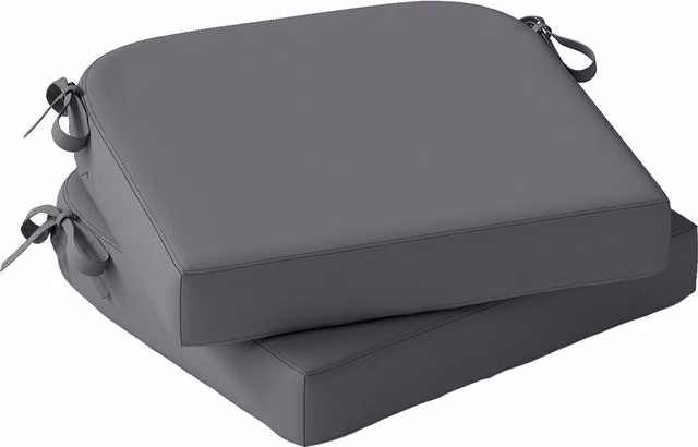 Outsunny Set of 2 Dark Grey Outdoor Chair Seat Cushions with 7cm Thick Foam and Ties – 1