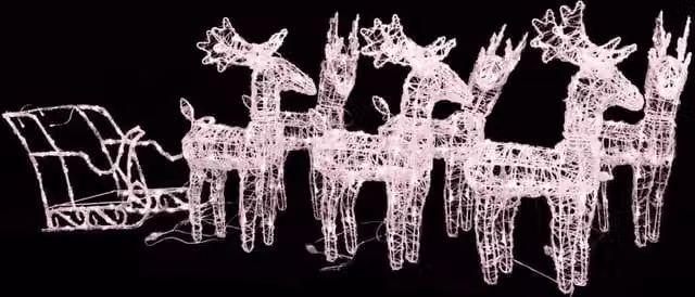 Berkfield Home Reindeers and Sleigh Christmas Decoration with 320 Multicolour LEDs – 1
